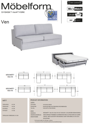 Ven 160 bäddsoffa tyg Tova 21 antracit#2