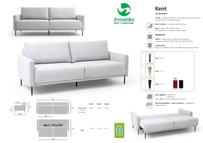 Kent bäddsoffa 2,5-sits pocket i sits och rygg Solid 9 grå/oljad ek
