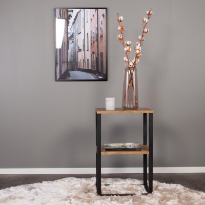 Rise sängbord teak-look/svart#2