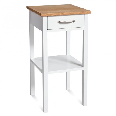 Emmaboda sängbord högt vit/oljad ek
