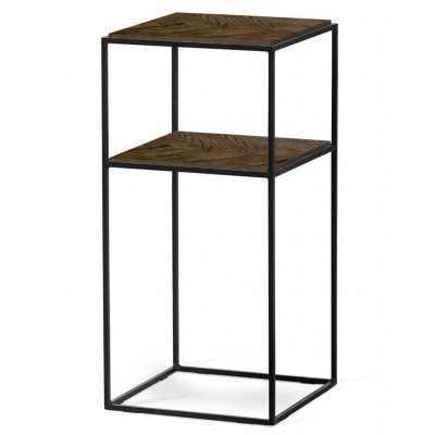 Lime sängbord brunbetsad ek fiskben/svart metall