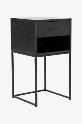Domino sängbord med låda svart ask/metall