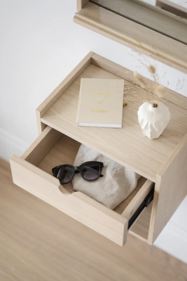 Hillmond vägghylla/sängbord 1L 40 vitpigmenterad ek#4