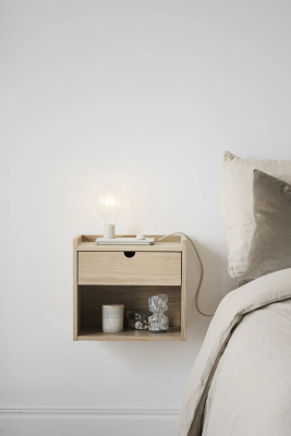 Hillmond vägghylla/sängbord 1L 40 vitpigmenterad ek#5