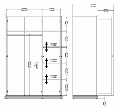 Paris garderob 3 dörrar vit#6