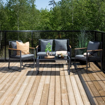 Dallas utegrupp 2+1+1+bord svart stål/rep#2