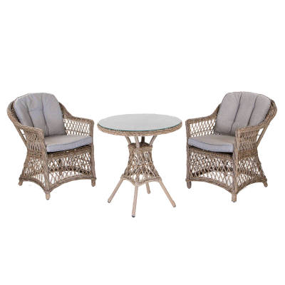 Marienlyst utegrupp D70 cm+2 karmstol konstrotting seagrass/lin