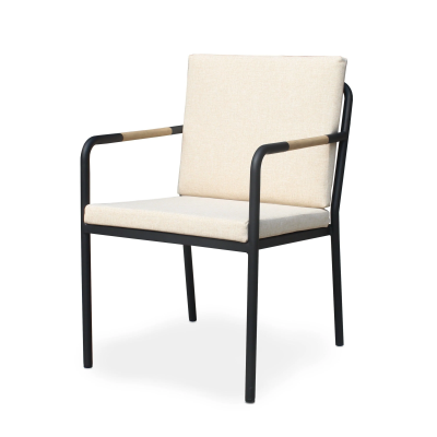 Höllviken karmstol svart rep/teak med dynor#1