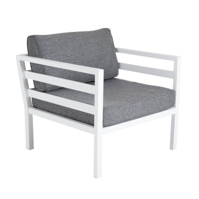 Weldon fåtölj vit/grå allvädersdyna#1