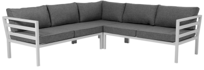 Weldon hörnsoffa 2H2 vit/grå allvädersdyna#1