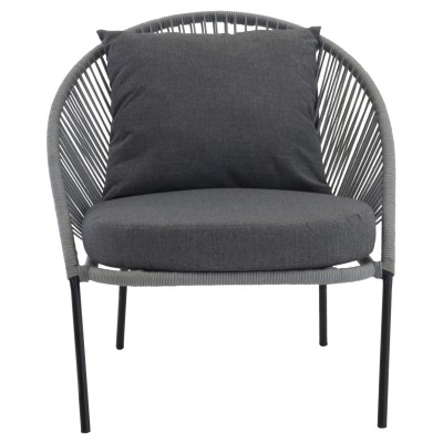 Lindos loungestol grå rep/svart metall#3