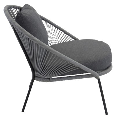 Lindos loungestol grå rep/svart metall#2