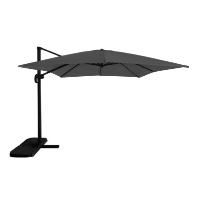 Roma DeLuxe sidoarmsparasoll 300x300 cm grå inkl. cover