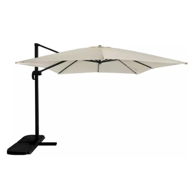 Roma DeLuxe sidoarmsparasoll 300x300 cm natur inkl. cover