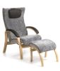 Easy fåtölj med pall och klädda armstöd oljad ek/fårskinn graphite