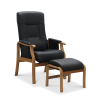 Bergen fåtölj ellift med pall ekben läder/PU svart