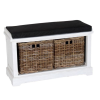 Lydia sittbänk 80 cm med korgar vit med svart dyna