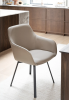 Alison karmstol beige läder/svarta metallben snurr#2